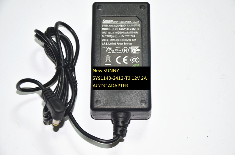 New SUNNY SYS1148-2412-T3 12V 2A AC/DC ADAPTER POWER SUPPLY